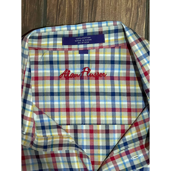 Alan Flusser Button Down Long Sleeve Plaid Shirt - Picture 3 of 6